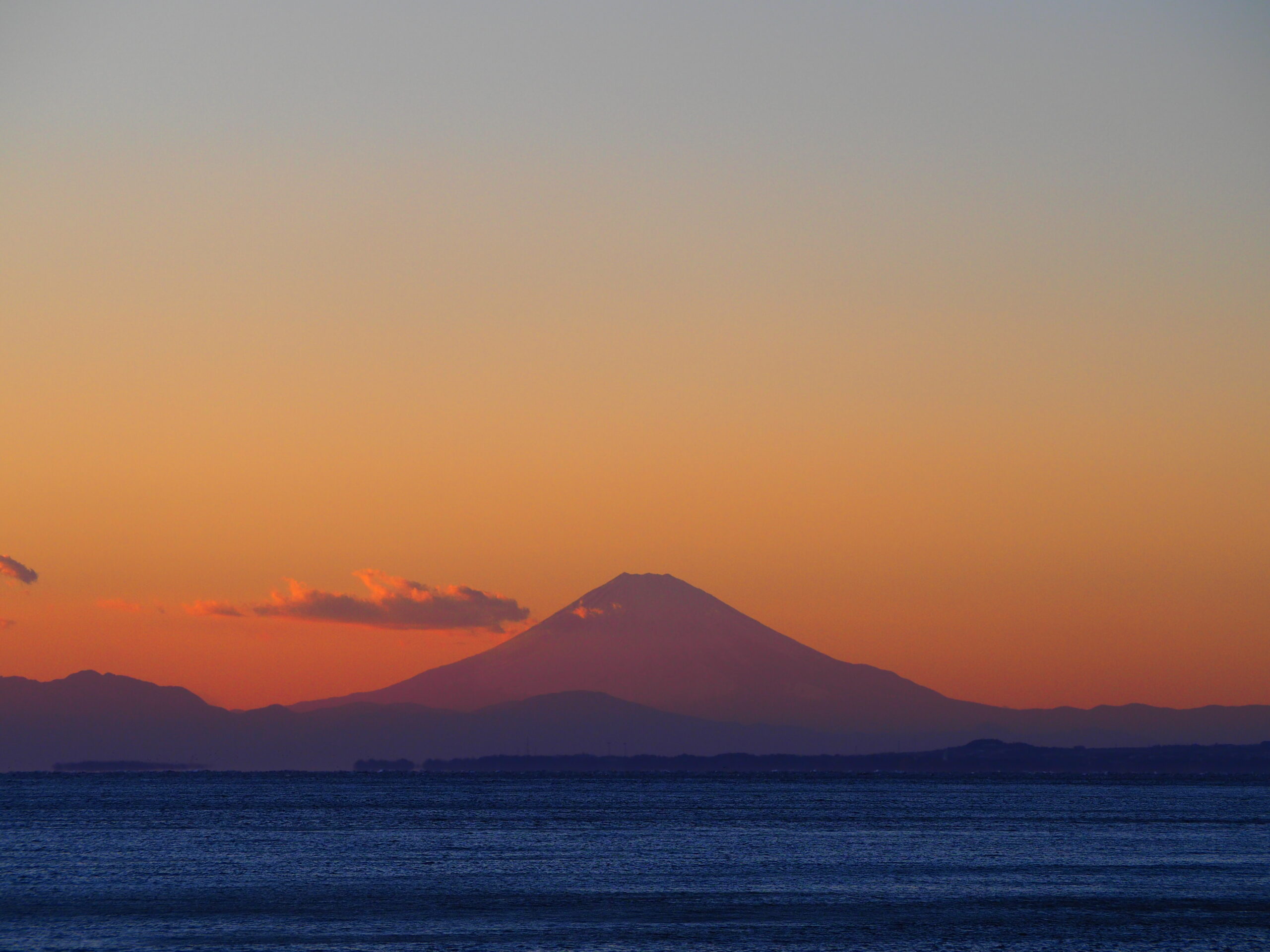 夕暮れの富士山/富山地区